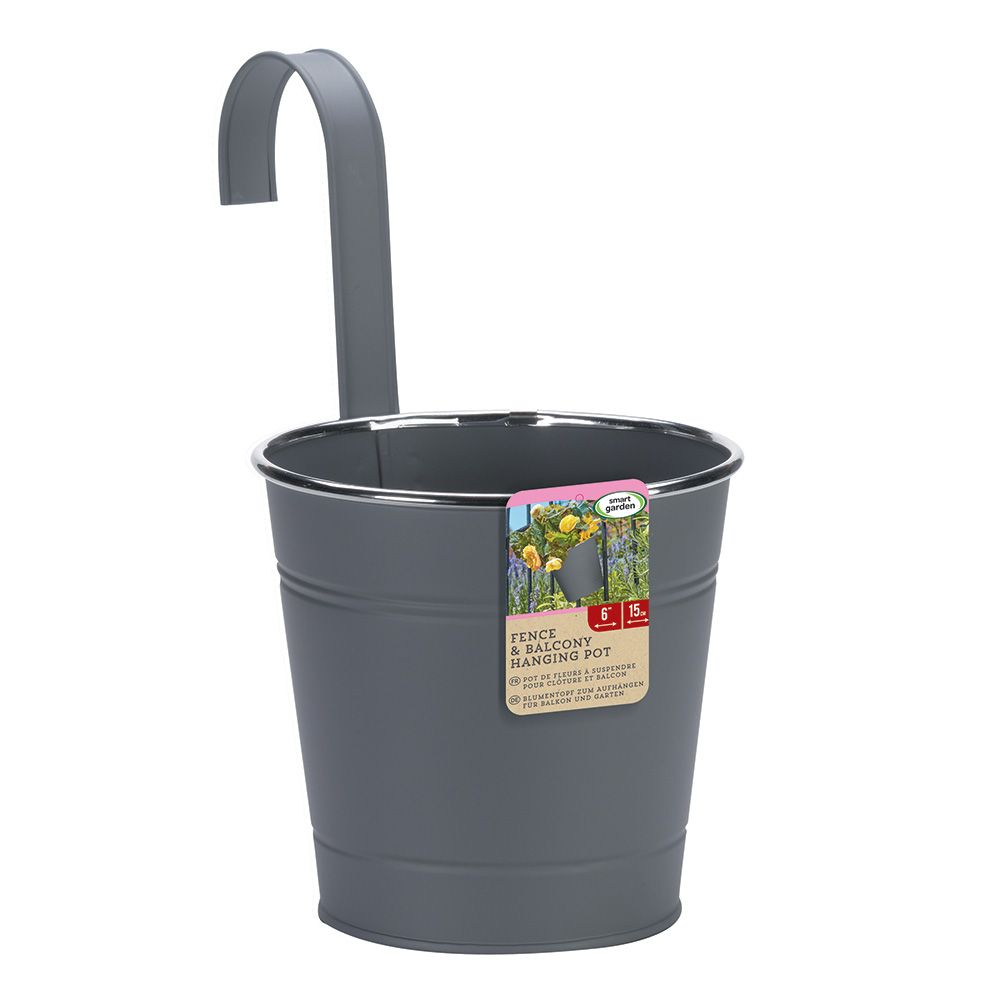 Smart Garden 6" Fence & Balcony Hanging Pot 3 Pack - Slate