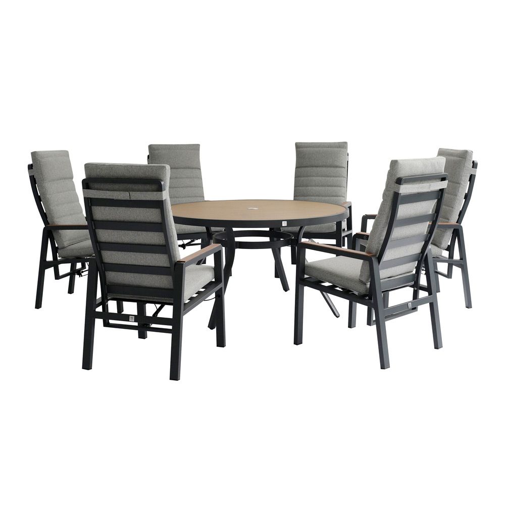 W Garden Living Panama 6-Seat Reclining Dining Set with Parasol