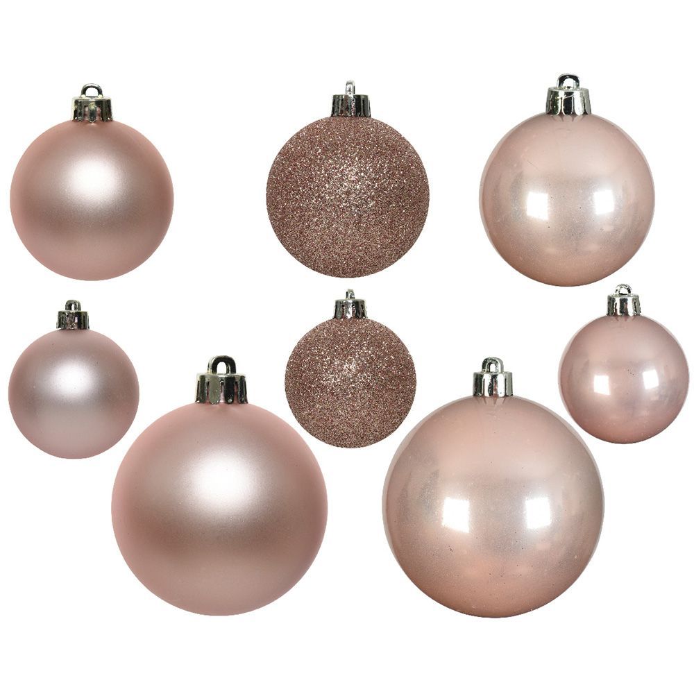 Blush Pink Assorted Shatterproof Baubles - 26 Pack