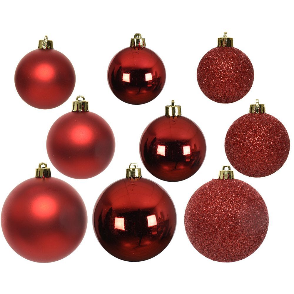 Red Assorted Shatterproof Baubles - 26 Pack