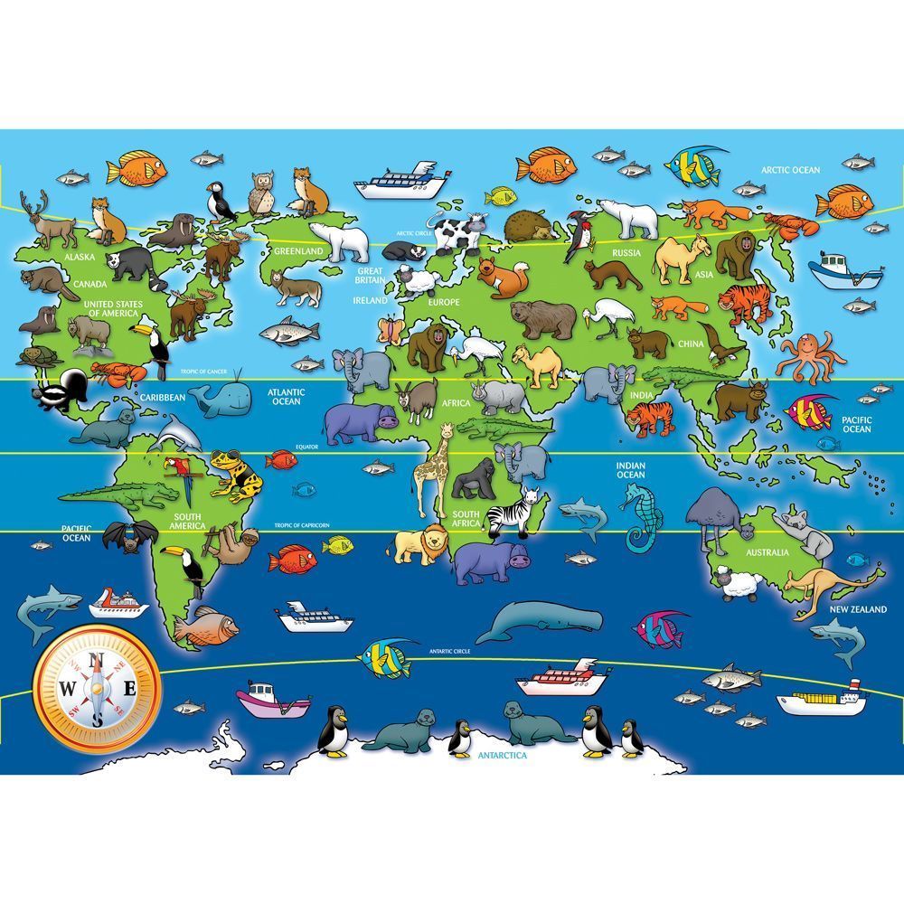 Animals of the World Giant Floor Jigsaw Puzzle - 60 Pieces