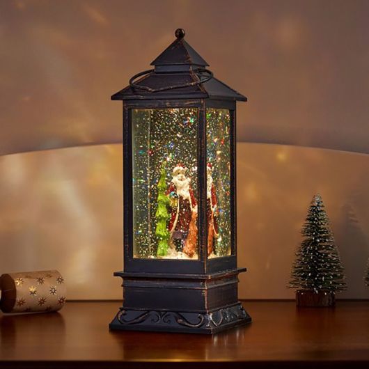 Bronze SnowSwirl Santa Lantern Water Spinner