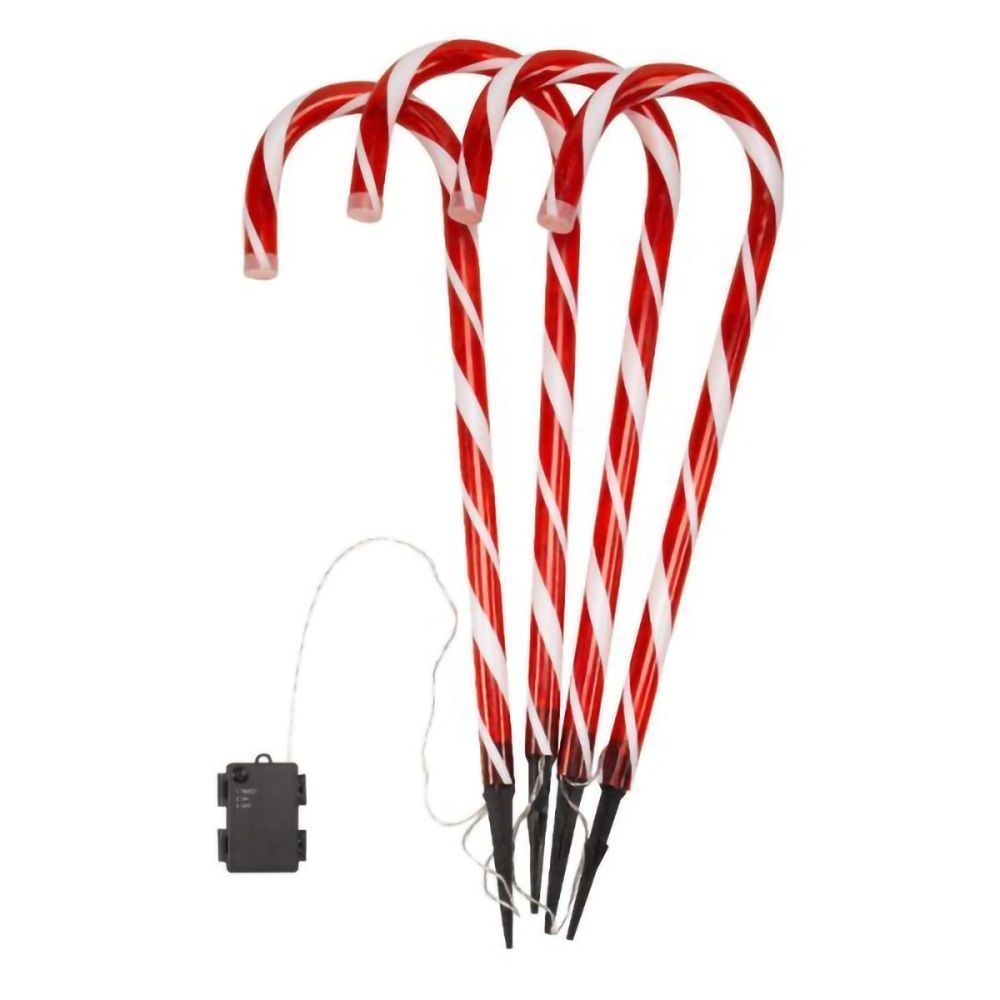 Red/White Candy Cane Stake Lights - Pk4