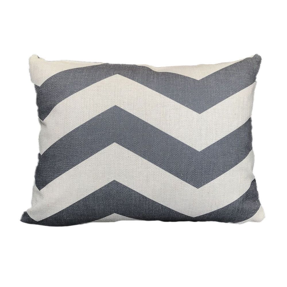 Chevron Grey and White Lumbar Cushion 45 x 33cm