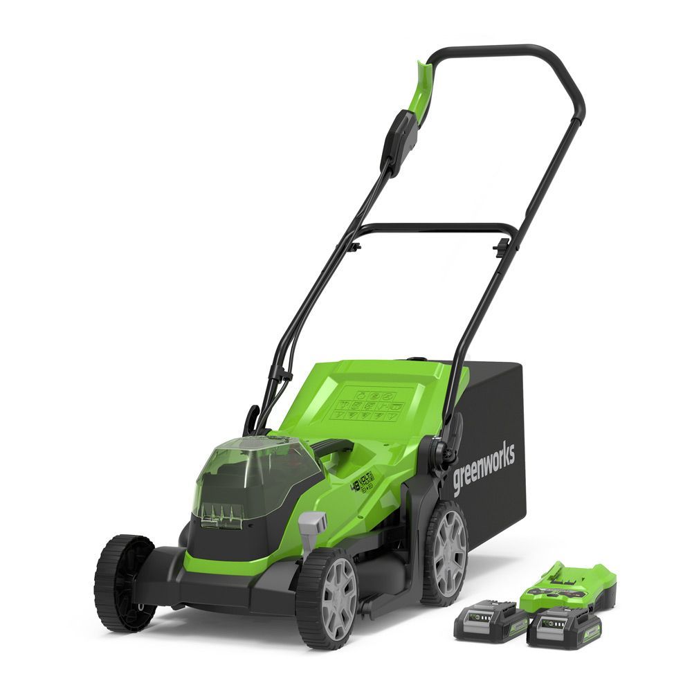 Greenworks 48V 36cm Cordless Lawnmower & 2x 2Ah Batteries