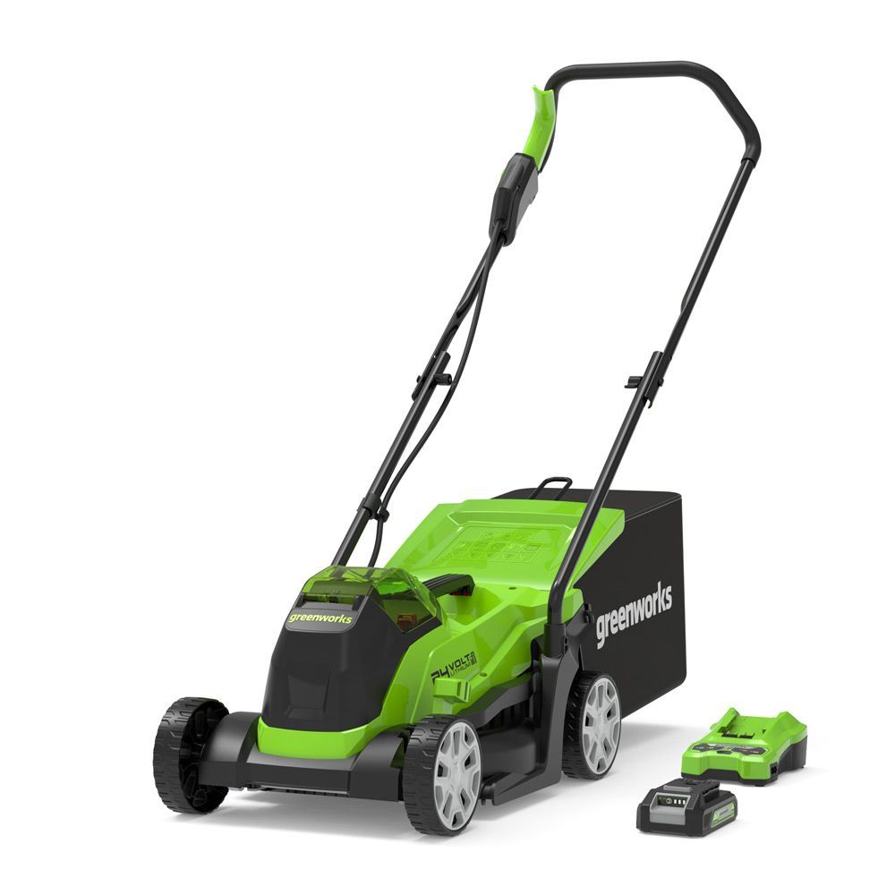 Greenworks 24V 33cm Cordless Lawnmower & 2Ah Battery