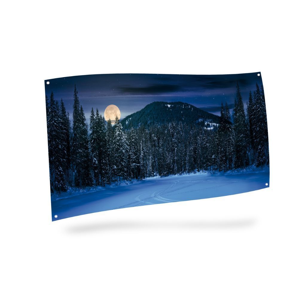 My Village Background Cloth - Mountain Landscape Night