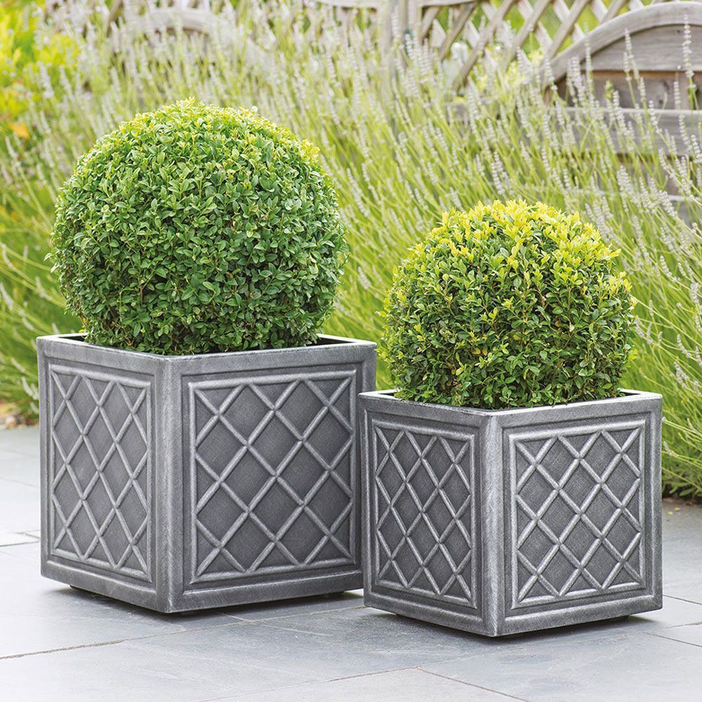 Lead Effect Square Planter 32cm