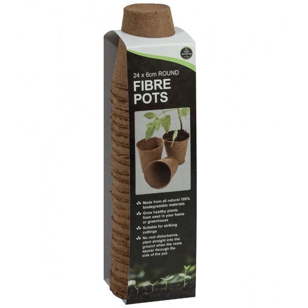 Garland 6cm Round Fibre Pots - 24 Pack