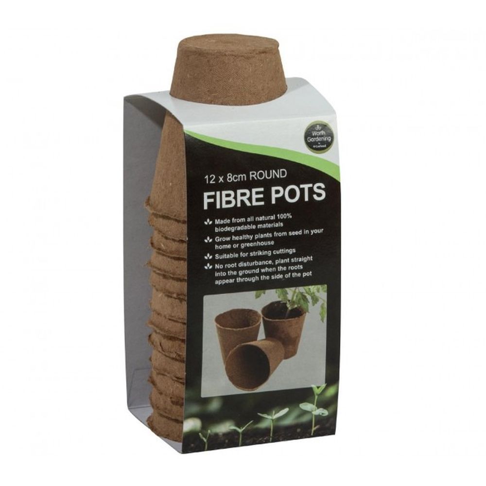 Garland 8cm Round Fibre Pots - 12 Pack