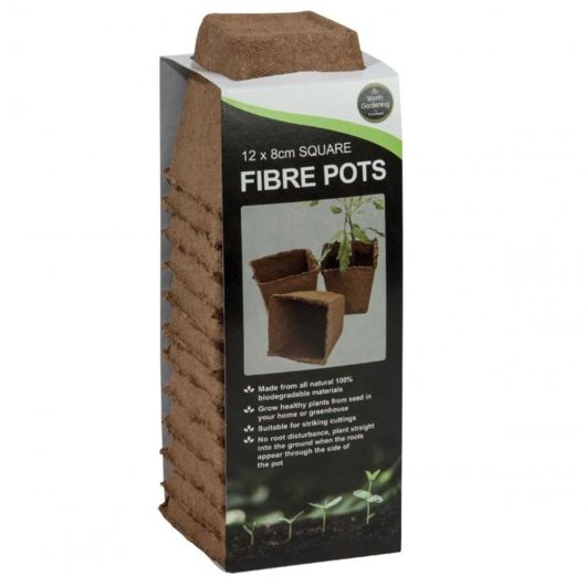 Garland 8cm Square Fibre Pots - 12 Pack