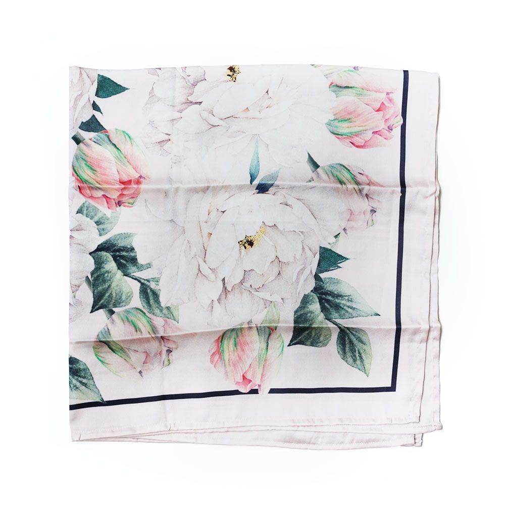 Floral White Peony Scarf